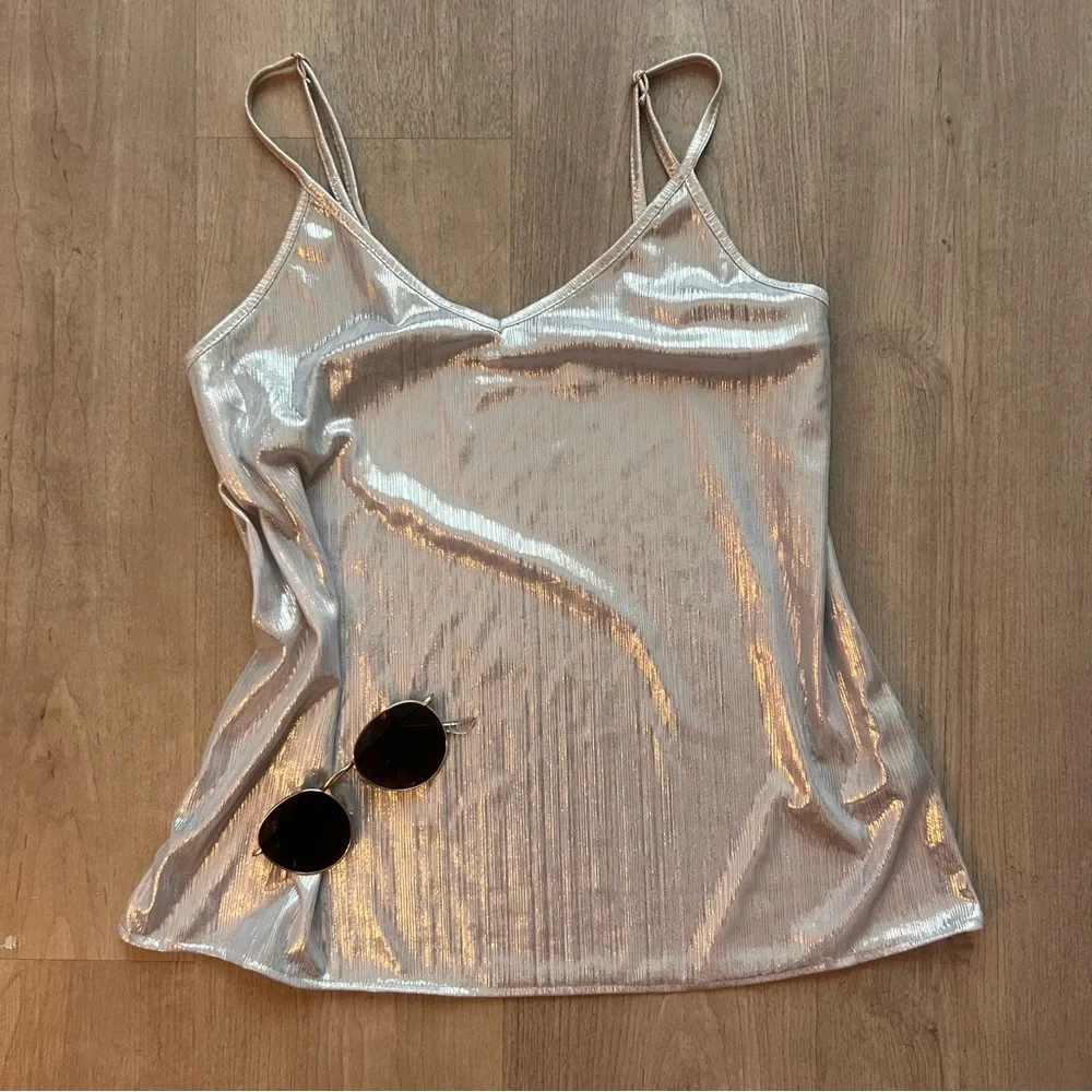 Silver Metallic Women's Camisole Top - Picture 1 of 4